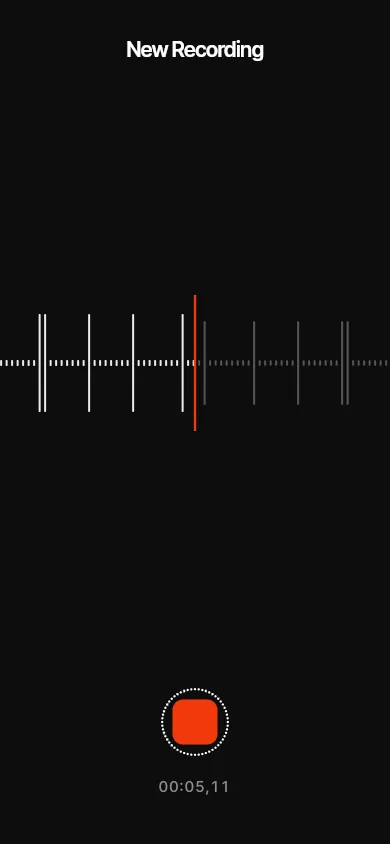 Recording screen with live waveform