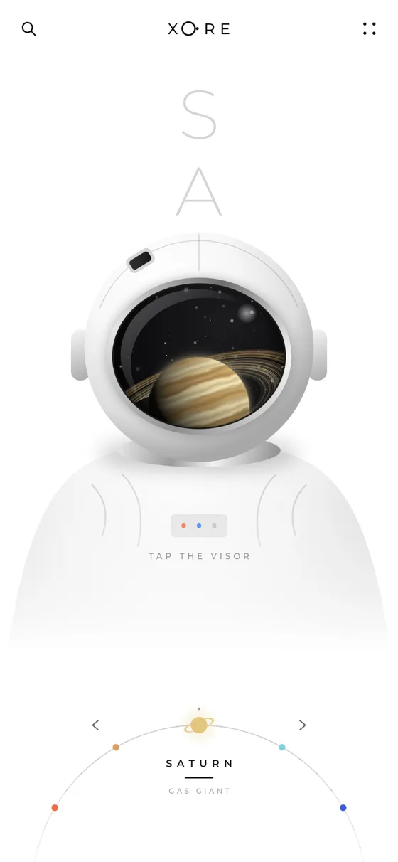 Saturn in the helmet visor